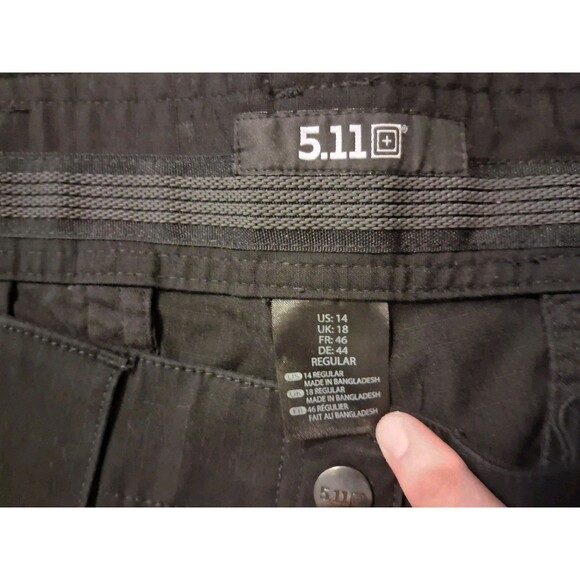 5.11 Tactical Black Pants Size 14 Cargo Rip Stop Double Knee Utility Work Wear - Picture 5 of 9